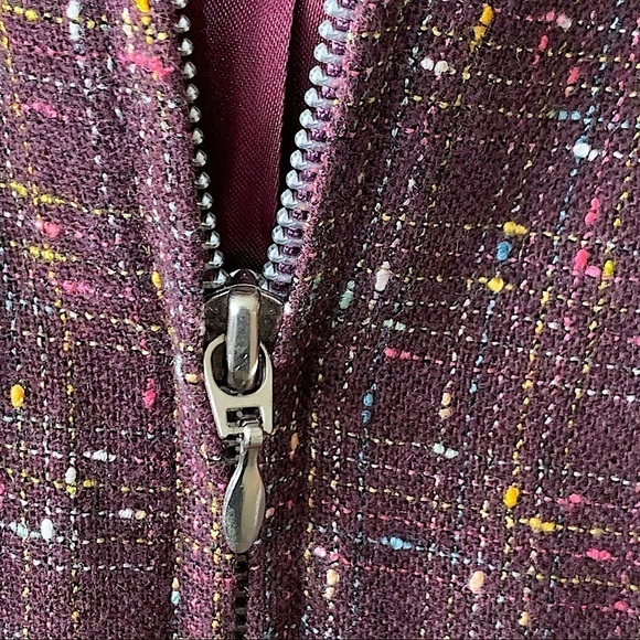 𝅺VINTAGE Esprit Burgundy Tweed Zip Front Utility Jacket Size Medium - Picture 7 of 10